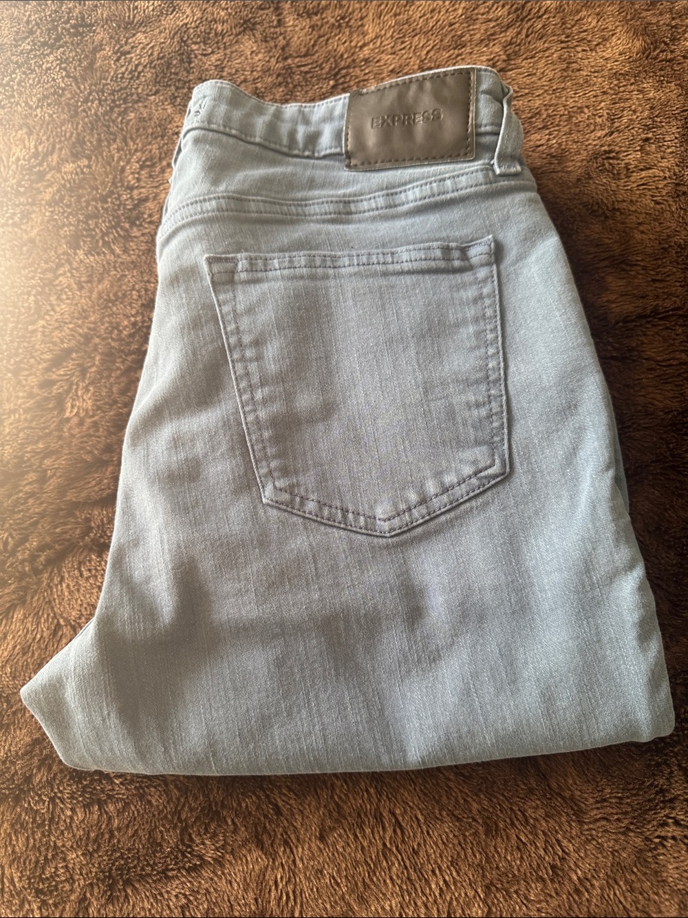Express Men’s Blue Hyper Stretch Slim Gray Jeans